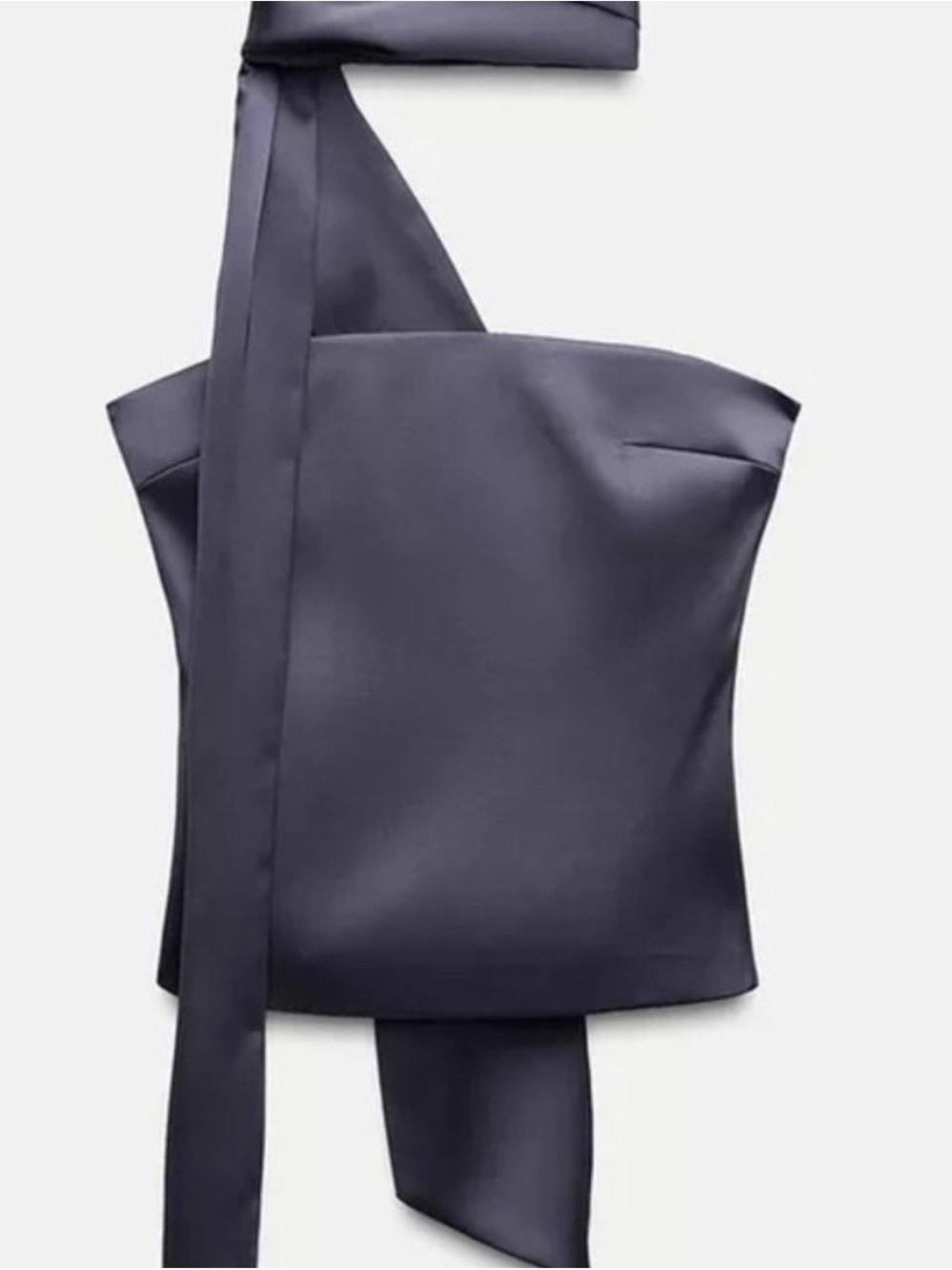 Zara Strapless Satin Top with Scarf in Slate Purple